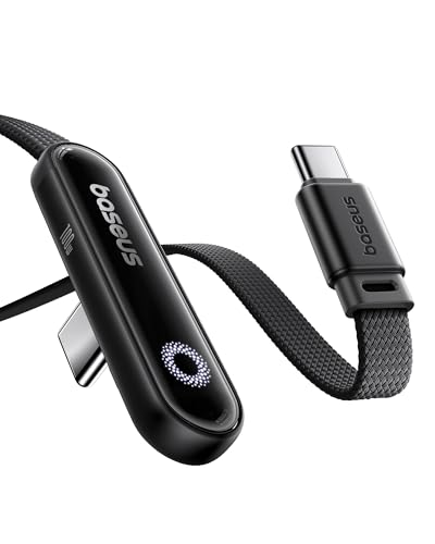 Baseus 100 W USB C Cable with Right Angle Design – Ultimate Fast Charging Solution for i Phone 16, Galaxy S24/S23 & Mac Book – Stylish Atmosphere Light Indicator – Durable, Versatile, and Ergonomic for Enhanced Performance on the Go