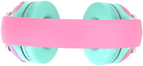 Riwbox CB-7 S Wireless Kids Headphones – Safe & Stylish Audio for Young Listeners with Adjustable Volume Control (74/85/95 d B), LED Glow Lights, 50 Hours of Playtime, Bluetooth 5.3 Connectivity, Built-in Microphone & TF Card Slot for School, Travel, and Home Use (Pink & Green) – Ideal for Active Lifestyles