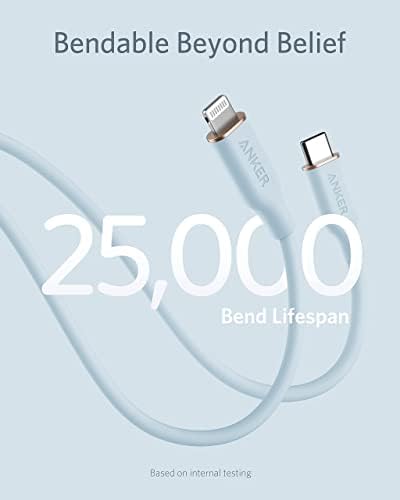Anker 6 FT MFi Certified USB C to Lightning Cable – Rapid Power Delivery for i Phone 13 Pro, 12 Pro Max, 12, 11, X, XS – Durable Misty Blue Charging Solution with Reinforced Connectors for Optimal Performance and Stylish Flexibility