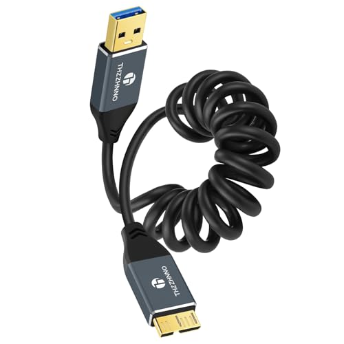 Retractable Coiled USB B to USB C Cable for High-Speed Data Transfer – 5 Gbps Compatibility with Mac, PC, Laptops, MIDI Keyboards, and DJ Controllers – Adjustable Length from 0.75 FT to 3.3 FT for Effortless Connectivity and Organization