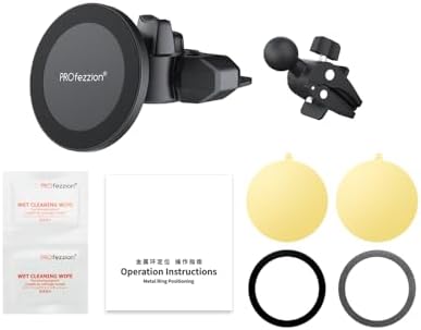 Magnetic Phone Holder for Cars – PROfezzion Suction Cup & Vent Clip Combo for i Phone 16/15/14/13 Pro Max & All Smartphones – Seamless Mag Safe Compatibility & Durable Aluminum Design – Enhanced Grip for Safe Navigation and Hands-Free Calls