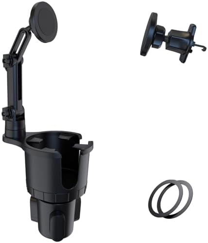 Revolutionary Magnetic Car Cup Holder Phone Mount with Expander – Cuxwill 2 Pack for Mag Safe Compatibility, Perfect for i Phone 15 and All Smartphones, Conveniently Holds 10-40 oz Drink Bottles – Ultimate Hands-Free Driving Solution and Enhanced Stability