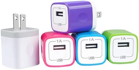 Gi Green Single-Port Fast Charging Block – 5 Pack USB Wall Adapter for i Phone & Samsung Devices – Compact, Durable, and Efficient Power Solution for Home and Travel – Ultimate Compatibility with Latest Models