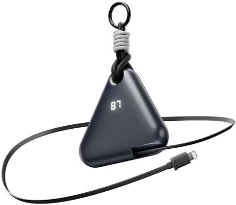Ultimate Travel Power Bank with Retractable 2.3 ft Cable and Durable Paracord Carabiner – 10000 m Ah Fast Charging Wearable Charger in Stellar Gray, USB-C Compatible for All Devices – Stay Energized on the Go!