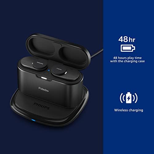 Philips Fidelio T1 True Wireless Earbuds – Audiophile-Grade Sound & Advanced Active Noise Cancelling Pro+ Technology, Bluetooth 5.2 for Seamless Connectivity, Ergonomic Design for All-Day Comfort, Long Battery Life with 25 Hours Playtime, Perfect for Music Lovers and Daily Use