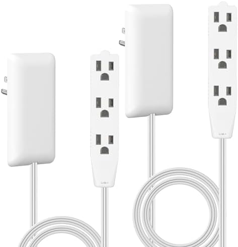 LIDER Ultra-Thin Flat-Face Outlet Extender with 3 Receptacles – Space-Saving Power Strip with 3 ft Cord, ETL-Listed for Safety, Sleek White Design for Modern Interiors – Perfect Solution for Enhanced Device Charging and Versatile Placement