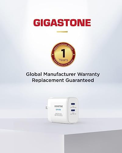 Gigastone 65 W Ga N Dual USB-C Charger [2-Pack] – Rapid Intelligent Power Allocation for Mac Book, Dell XPS, i Pad, i Phone 15/16, Galaxy S24 – Compact Foldable Travel Adapter with Enhanced Compatibility and Fast Charging Performance