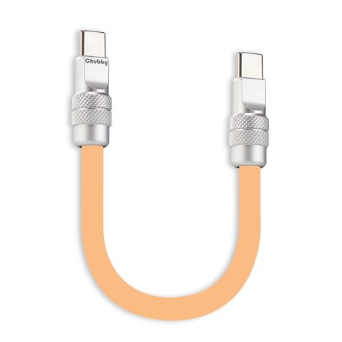 chubbycable Cute Chubby – 240W Short USB-C Cable Power Bank Fast Charging Cable Silicone Charger Cord Compatible with iPhone 16/15 Series, Desert Titanium+Desert Titanium, Type-C to Type-C, 20 inch – Enhanced Compatibility and Speed