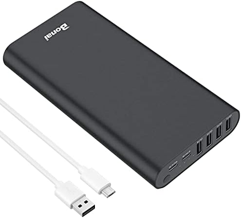 Ultimate BONAI 20000 m Ah Portable Power Bank – Sleek Aluminum Polymer Charger with 4 USB Outputs & Dual Input for Rapid Recharging – Ideal for Camping, Travel, and Daily Use – Universal Compatibility with i Phone, i Pad, Smartphones, and Tablets – Stay Charged Anywhere
