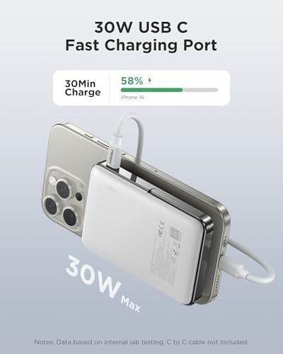 PISEN Mag-Safe 10000 m Ah Portable Power Bank – Wireless Fast Charging Battery Pack with Foldable Stand & LED Indicator for Effortless On-the-Go Charging, Compatible with i Phone & Android – Ultimate Convenience & Reliability