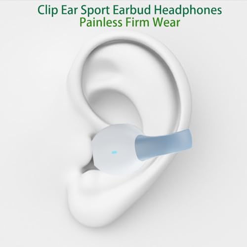 IHAO Bluetooth 5.3 Clip-On Sport Earbud Headphones – 80-Hour Playtime, Noise-Cancelling Hi-Fi Sound, IPX4 Waterproof, Secure Fit for Active Lifestyles, Perfect for Workouts and Leisure, Enhanced Connection Speed, Painless Wear – Black