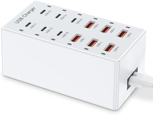Multi-Device USB Charging Hub with 10 High-Speed Ports – Smart Plug Power Strip for i Phone 15/14/13, i Pads, Galaxy Watches & Android Phones – Ultimate Fast Charging Solution for Home & Office Efficiency
