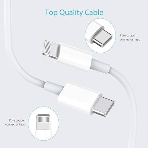 Rapid Charge Duo: 6 FT USB-C Lightning Cable & Dual Wall Charger for i Phone 14/14 Plus/13/12/11 Pro Max – Ultimate Fast Charging Solution for Apple Devices, i Pad & Air Pods – Compact & Durable Design for On-the-Go Power