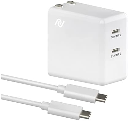 Powerland 65 W Ga N USB C Charger – Dual Port Fast Charging Adapter for Mac Book Pro/Air, i Pad Pro, Google Pixelbook, i Phone 13/14/15 & Surface Book 2 – Compact, Efficient, and Safe Power Solution with Thermal Management and Smart Power Sharing