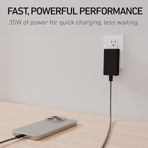 Ultra-Slim PEEL 35 W Fast Charging USB-C Wall Charger in Black – Compact, Efficient Power Adapter for On-the-Go Lifestyle – Safe & Reliable with UL, FCC, CE, Ro HS Certifications – Enhanced Compatibility for All USB-C Devices