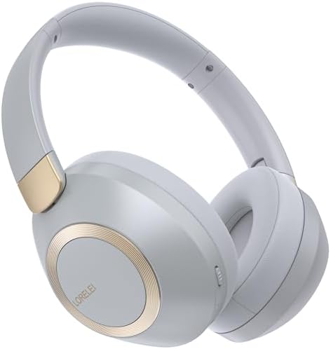 Discover Superior Sound with LORELEI B-C6 Wireless Over-Ear Headphones – 50-Hour Playtime, Lightweight & Ergonomic Design, Enhanced Deep Bass for Ultimate Audio Immersion, Built-In Microphone for Seamless Calls, and Plush Memory Foam Earmuffs for All-Day Comfort at Home or On-the-Go (Beige White)