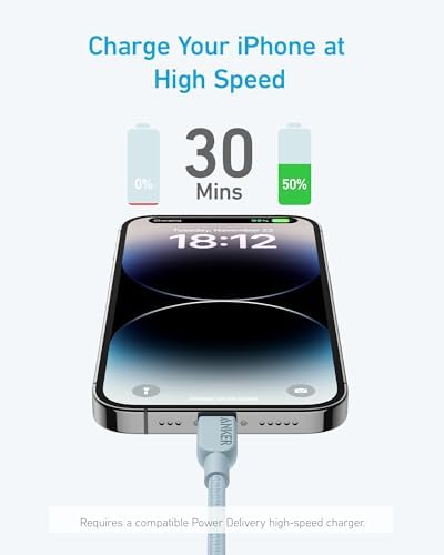 Anker 310 MFi Certified 6 FT USB C to Lightning Cable (2-Pack) – Premium Fast Charging Solution for i Phone 14 and More – Durable, High-Speed Performance for Seamless Connectivity and Extended Reach – Perfect for Home, Office, and On-the-Go Use