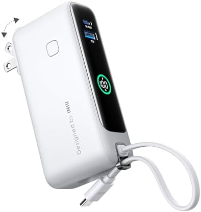 INIU 3-in-1 Travel Power Bank: 10000 m Ah Fast Charger with Built-in USB-C & Foldable AC Plug – Ultimate Portable Charging Solution for College Students, Travelers, and Tech Enthusiasts – Blue – Charge Multiple Devices Effortlessly!