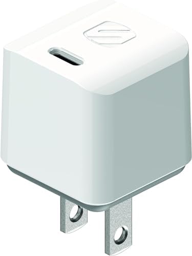 Scosche HPDC20-SP 20 W USB-C Fast Charger Mini Cube Wall Adapter – Ultra-Portable Power Delivery 3.0 for Swift Device Charging, 4 X Faster Charge Speed, Sleek Black Design for Enhanced Compatibility and Efficiency