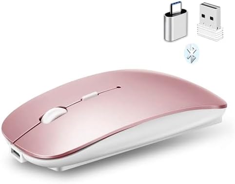 Sleek Bluetooth Wireless Mouse for Mac, Windows & i Pad – Ergonomic Design, High-Precision Navigation, Rechargeable & Dual-Mode Compatibility (Gray & Black) – Elevate Your Productivity with Clutter-Free Connectivity