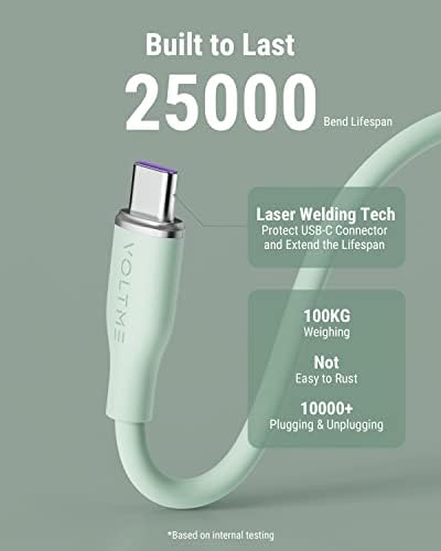 VOLTME 100 W USB C Fast Charge Cable – 6 ft E-Marker Type C to Type C Charger for Mac Book Pro 2021, i Pad Pro 2021, Galaxy S21, Pixel, & Switch – Premium Durability and Enhanced Compatibility for Rapid Power Delivery