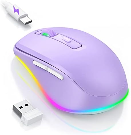 PEIOUS Rechargeable Wireless Mouse with LED – Innovative Jiggler Technology to Keep Your Computer Awake – Sleek Black Design for Optimal Comfort and Productivity