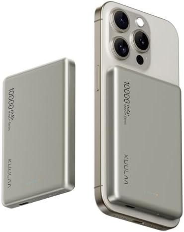 Ultra-Slim Kuulaa Mag Safe Wireless Power Bank 5000 m Ah – 20 W Fast Charging Portable Charger with Magnetic Wallet & Stand for i Phone 15/14/13/12 Pro Max – High-Performance USB-C Battery Pack for On-the-Go Convenience