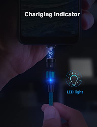 Revolutionize Your Charging Experience with TUNKIA’s 4-Pack Magnetic Charging Cable Set – Versatile 360° & 180° Rotating USB-C Cords with LED Indicator, Durable Nylon Braided Design for Enhanced Device Compatibility and Rapid Power Delivery – Perfect for Home, Office, and Travel Use