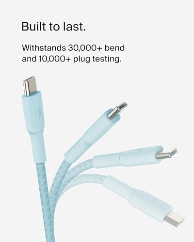 Belkin Boost Charge Braided USB-C to USB-C Cable – 1 m (3.3 ft) Durable Fast Charging Cable for i Phone, Galaxy, Nintendo Switch 2, i Pad Pro, and Pixel – Tangle-Free Design with 480 Mbps Data Transfer – Ultimate Universal Compatibility for All Your Devices
