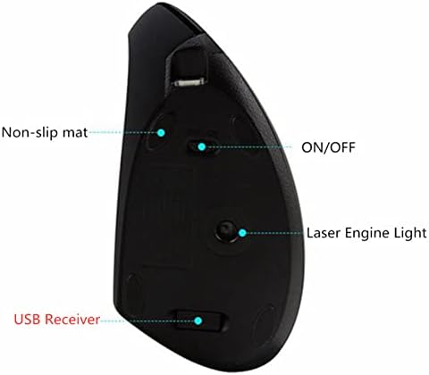 Ergonomic Left-Handed Wireless Mouse – Rechargeable 2.4 G Vertical Design with 6 Customizable Buttons and 3 Adjustable DPI (800/1200/1600) for Superior Comfort and Enhanced Productivity on PC and Laptop