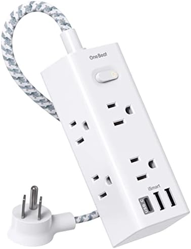25 Ft Heavy-Duty Extension Cord with Surge Protection – One Beat Flat Plug Power Strip Featuring 6 Outlets & 3 USB Ports (Including USB-C) for Ultimate Device Connectivity in Home, Office, or Dorm Room – Enhanced Flexibility and Rapid Charging Solution