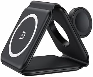 Ultimate 3-in-1 Magnetic Wireless Charging Station – Fast and Portable Mag-Safe Charger for i Phone 16/15/14/13/12 Series, Apple Watch & Air Pods with Adapter Included – Compact Design for Effortless Travel and Enhanced Device Compatibility