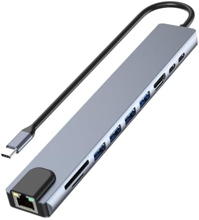 Revolutionize Your Device Connectivity with the 10-in-1 USB C Hub Multiport Adapter – Perfectly Designed for Mac Book Pro/Air, i Pad Pro, and Dell Laptops Featuring 4 K@60 Hz HDMI, Reliable Gigabit Ethernet, High-Speed USB Ports, USB-C Data Port, SD/TF Card Reader, and 100 W Power Delivery – Sleek Grey Finish for Home, Office, and Travel Versatility!