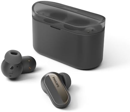 Philips Fidelio T1 True Wireless Earbuds – Audiophile-Grade Sound & Advanced Active Noise Cancelling Pro+ Technology, Bluetooth 5.2 for Seamless Connectivity, Ergonomic Design for All-Day Comfort, Long Battery Life with 25 Hours Playtime, Perfect for Music Lovers and Daily Use