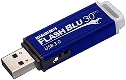 Kanguru Flash Blu30 64 GB USB Flash Drive – Ultimate Data Security with Physical Write Protection – Lightning-Fast USB 3.0 Transfer Speeds for Professionals and Students – Sleek, Portable Design for Easy File Management and Enhanced Compatibility