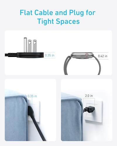 Anker 12-in-1 Flat Plug Power Strip – Ultimate USB-C Charging Station with 8 AC Outlets, 2 USB-C, 2 USB-A Ports, 5 ft Extension Cord, Slim Design for Home & Office, 900 J Surge Protection, Fast 35 W Output for Enhanced Device Safety and Efficiency