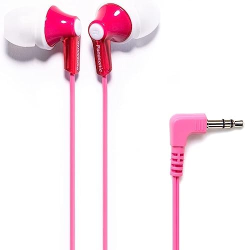 Panasonic Ergo Fit Wired Earbuds with Microphone – Superior Sound Quality with Ergonomic Comfort, Universal 3.5 mm Jack Earphones for Phones and Laptops in Stylish Metallic Purple – Custom-Fit Earpieces (S/M/L) for Optimal Audio Experience and Hands-Free Calls – RP-TCM125-VA