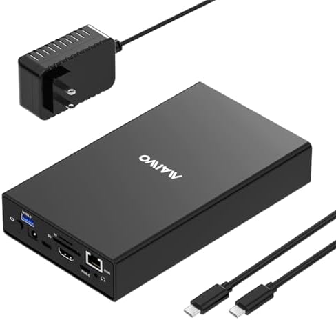 MAIWO USB C Hard Drive Enclosure – Versatile Docking Station for 2.5 & 3.5 Inch SATA SSDs/HDDs with USB-A 3.0 & USB-C 3.1, SD/TF Card Slots, Gigabit Ethernet, Aluminium Alloy Build – Ultimate Storage Expansion and Connectivity Solution