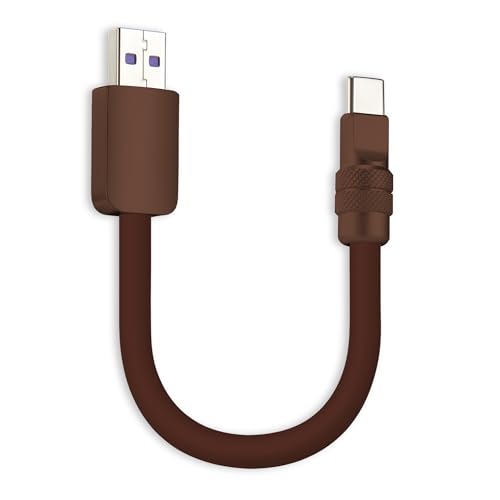 chubbycable Cute Chubby – 240W Short USB-C Cable Power Bank Fast Charging Cable Silicone Charger Cord Compatible with iPhone 16/15 Series, Desert Titanium+Desert Titanium, Type-C to Type-C, 20 inch – Enhanced Compatibility and Speed