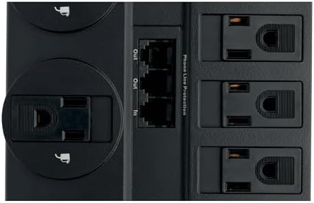 Tripp Lite 12-Outlet Surge Protector Power Strip with 8 ft Cord and Right-Angle Plug – Advanced Protection for Modems, Telephones, Coaxial & Ethernet Devices – $250,000 Equipment Insurance Included – Optimize Your Workspace with Reliable Surge Defense and Enhanced Connectivity Solutions