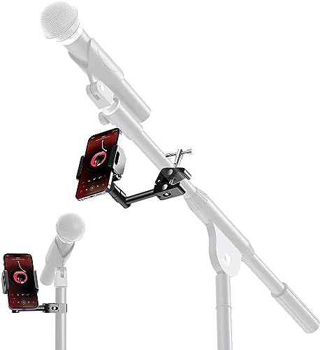 elitehood 360 Swivel Tilt Phone Holder and Mount, Adjustable for Music Boom Mic and All iPhone, Android Cell Phone – Enhanced Compatibility and Speed