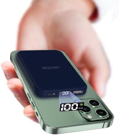 Slim Magnetic Wireless Power Bank 10000 m Ah – Fast Charging Portable Charger with USB-C PD 22.5 W, LED Display for i Phone 16/15/14/13/12/11 – Navy Blue, Enhanced Performance & Compatibility for On-the-Go Charging