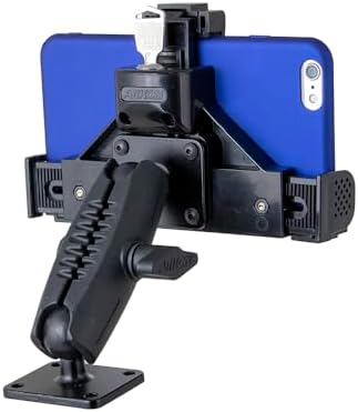 ARKON Robust Locking Phone Mount with 4-Hole Metal Drill Base – Ultimate Security & Versatile Compatibility for Smartphones in Vehicles and Workspaces