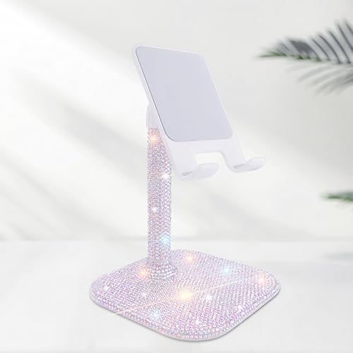 Cavdycidy Bling Cell Phone Stand for Desk,Glitter Rhinestone Angle Adjustable Phone Holder,Crystal Desktop Holder Compatible with iPhone 16 Pro Max 15 Plus 14 13 12 11 and Samsung,All Phones(Pink) – Enhanced Compatibility and Speed