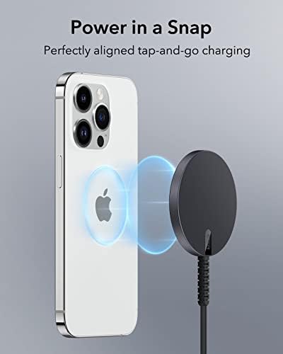 ESR Mag Safe 15 W Wireless Charger – Dual USB-C Charging Pad for i Phone 16 Pro Max, 16 Pro, 16, 16 Plus, 15, 14, 13, 12, and Galaxy S25 – Sleek Desert Titanium Finish – Effortless Magnetic Alignment for Air Pods Pro/3/4 – High-Speed Charging & Enhanced Device Compatibility