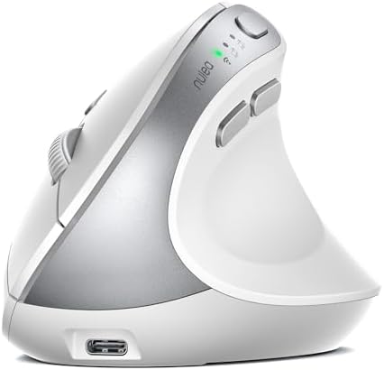 Revolutionize Your Workspace with the Nulea MD280 Ergonomic Vertical Wireless Mouse – Dual Mode Bluetooth & 2.4 G Connectivity, Precision with 4 Adjustable DPI Settings (800/1200/1600/2400), Rechargeable & Silent Clicks for Ultimate Focus – 6 Customizable Buttons Enhance Productivity for Laptop & Desktop Users in Stylish Grey.