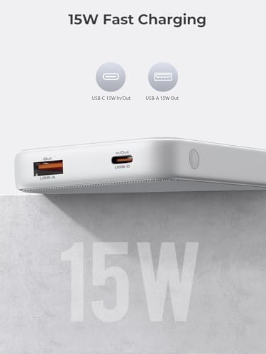 Dual Pack Ultra-Slim 10,000 m Ah USB C Power Bank – 15 W Fast Charging External Battery for i Phone 16/15/14/13, Galaxy S25/24, Pixel, and More – Lightweight, Durable, and Highly Compatible Portable Charger for On-the-Go Power