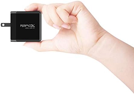 Rapid X 65 W USB C Wall Charger – High-Efficiency Compact Fast Charging Block for i Phone 14, 13, 12 Pro, i Pad Pro, Samsung Galaxy, and Type C Laptops – Foldable Design for Ultimate Portability and Enhanced Device Compatibility