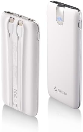 Compact 10,000 m Ah Portable Power Bank with Built-in Cables – 20 W PD Fast Charging Battery Pack for i Phone, Samsung, and Android Devices – Lightweight Travel Charger with LED Indicator and Enhanced Safety Features – Essential Power Solution for On-the-Go Charging