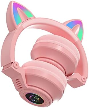 Charming Cat Ear Kids Bluetooth Headphones – Stylish Wireless On-Ear Design with Volume Limiter & LED Lights for Safe Listening – Compatible with Amazon Fire Tablets, Laptops, and More (Vibrant Pink) – Ideal for Toddlers and Young Music Lovers!